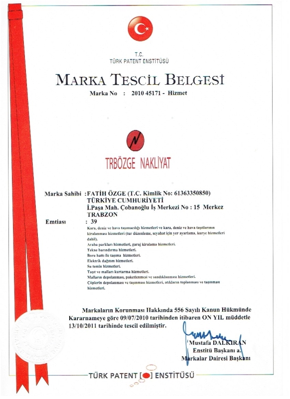 Marka Tescil Belgesi